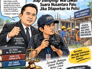 Wartawan Suara Nusantara Palu Dikabarkan Bakal Dilaporkan, Advokat Firmansyah Siap Beri Pendampingan