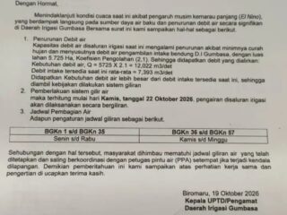 BWS Sulawesi III Berlakukan Sistem Giliran Air Irigasi Gumbasa Mulai 22 Oktober 2026