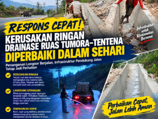 Kerusakan Ringan Drainase Ruas Tumora–Tentena Diperbaiki dalam Sehari Tuntas